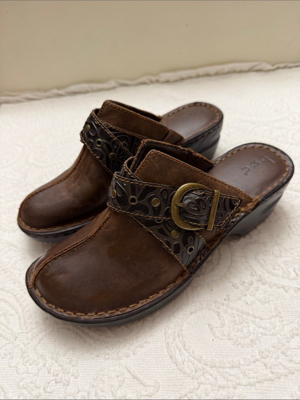 BOC Brown Leather Clogs Size US 9M